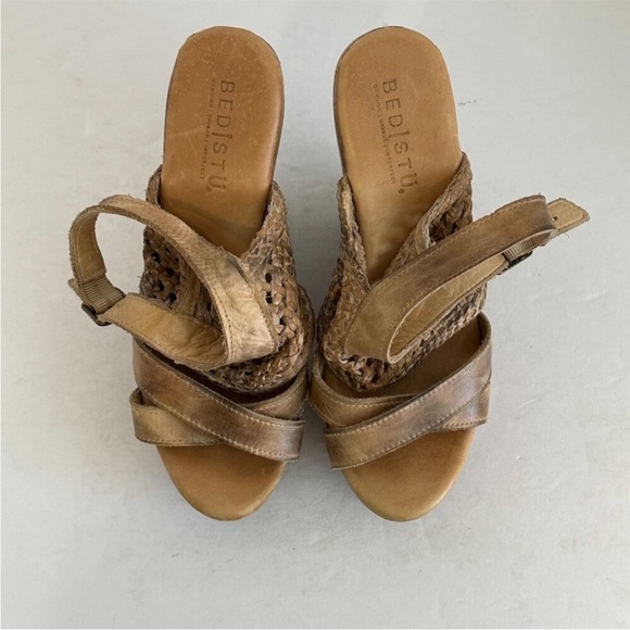Bed Stu Tan Braided Leather Wedge Sandals - Picture 4 of 10